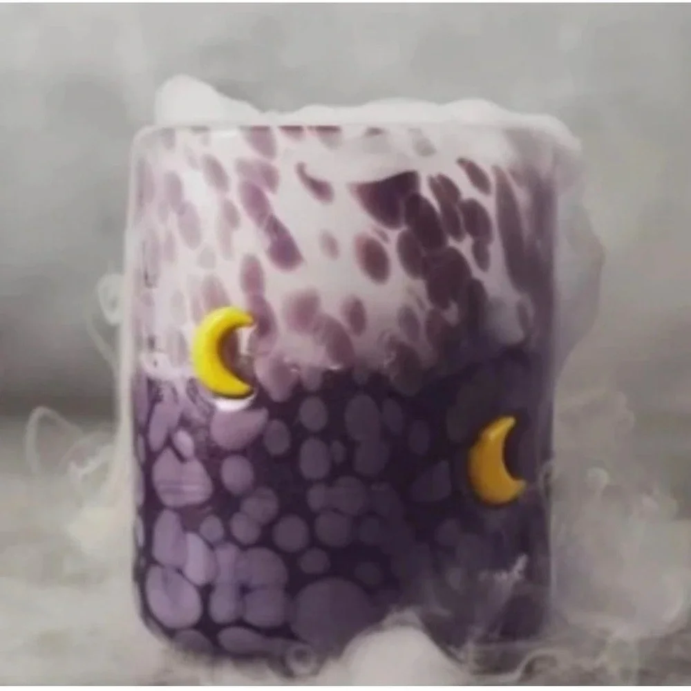 Anthropologie Purple Confetti Glass Tumbler Yellow Crescent Moon Celestial New